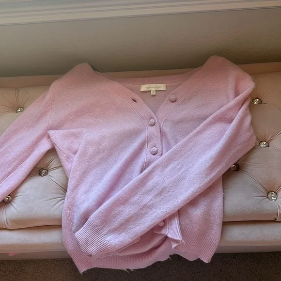 LOVE SHACK FANCY AVIGNON V NECK CARDIGAN